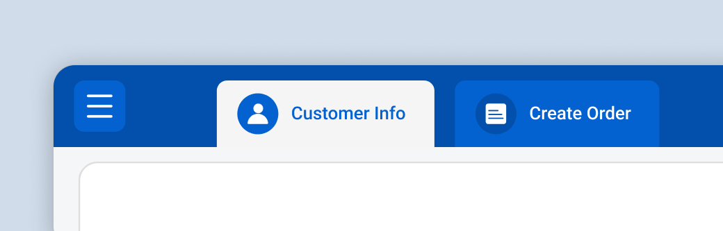 Customer Info and Create Order tabs in the redesigned Elate POS
