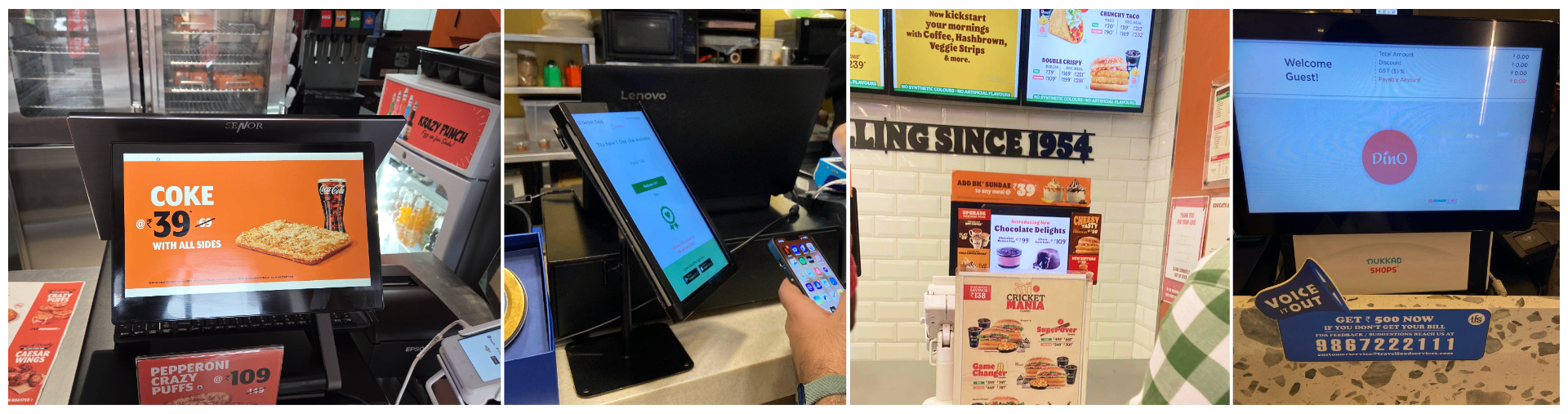 Customer facing POS screens across QSR chains